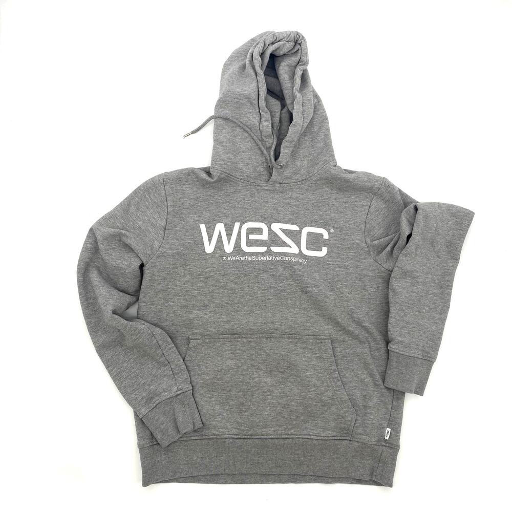 WESC Stockholm Sweden grey Pullover Hoodie Sweatshirt Mens Sz M